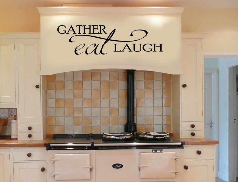 Kitchen Wall Art Decor Decal | Gather EAT Laugh | Wall Decals - Kitchen Wall Stickers - 1806